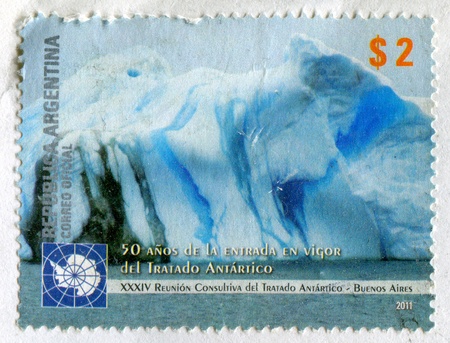 ARGENTINA - CIRCA 2011: stamp printed by Argentina, shows iceberg, circa 2011のeditorial素材