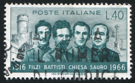 ITALY - CIRCA 1966: stamp printed by Italy, shows Italian Patriots, circa 1966のeditorial素材