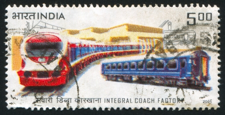 INDIA - CIRCA 2005: stamp printed by India, shows trains, circa 2005のeditorial素材
