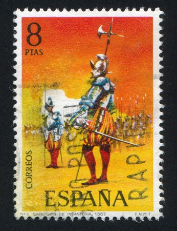 SPAIN - CIRCA 1973: stamp printed by Spain, shows Infantry sergeants, circa 1973.のeditorial素材