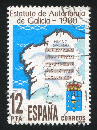 SPAIN - CIRCA 1981: stamp printed by Spain, shows Gallican Autonomy, circa 1981のeditorial素材
