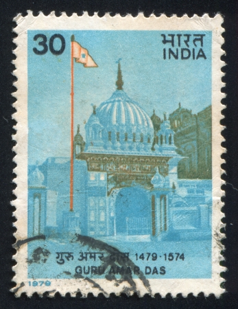 INDIA - CIRCA 1979: stamp printed by India, shows Gurdwara Baoli Shrine, circa 1979のeditorial素材