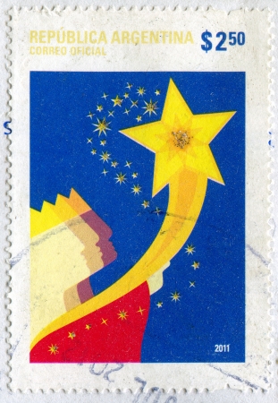 ARGENTINA - CIRCA 2011: stamp printed by Argentina, shows a Magus and a Star, circa 2011のeditorial素材