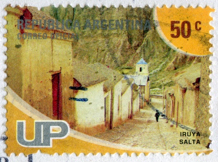 ARGENTINA - CIRCA 2010: stamp printed by Argentina, shows Iruya town in Salta Province, circa 2010のeditorial素材