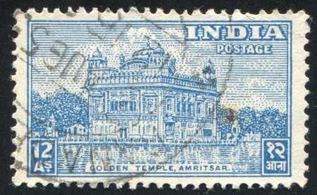 INDIA - CIRCA 1949: stamp printed by India, shows Golden Temple, Amritsar, circa 1949のeditorial素材