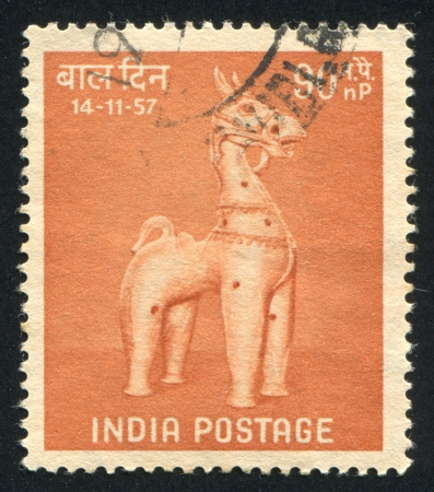 INDIA - CIRCA 1957: stamp printed by India, shows Bankura Horse, circa 1957のeditorial素材