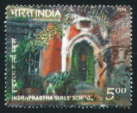 INDIA - CIRCA 2006: stamp printed by India, shows Indraprastha Girls School, circa 2006のeditorial素材