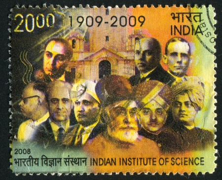 INDIA - CIRCA 2008: stamp printed by India, shows building of institute, scientists, circa 2008のeditorial素材