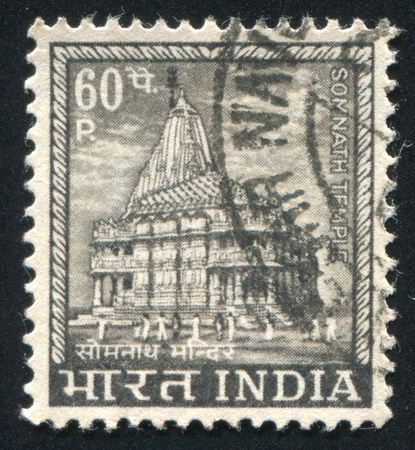 INDIA - CIRCA 1965: stamp printed by India, shows Somnath Temple, circa 1965のeditorial素材