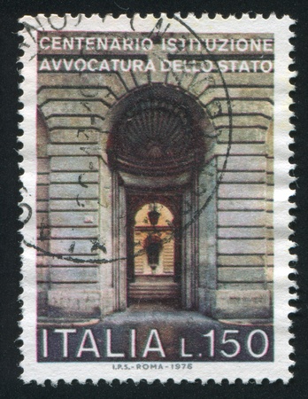 ITALY - CIRCA 1976: stamp printed by Italy, shows State advocates office in Rome, circa 1976のeditorial素材