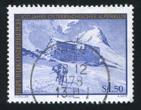 AUSTRIA - CIRCA 1978: stamp printed by Austria, shows Archduke Johann Shelter, Grossglockner, circa 1978のeditorial素材