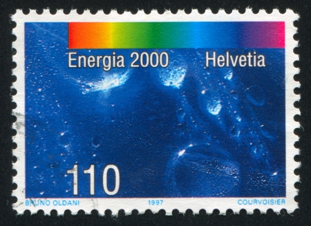 SWITZERLAND - CIRCA 1997: stamp printed by Switzerland, shows Water, circa 1997のeditorial素材