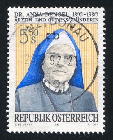 AUSTRIA - CIRCA 1992: stamp printed by Austria, shows Dr. Anna Dengel, circa 1992のeditorial素材