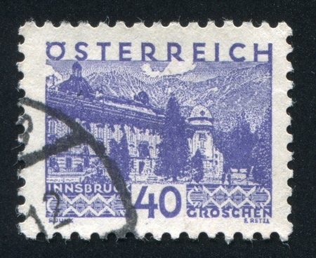 AUSTRIA - CIRCA 1929: stamp printed by Austria, shows Innsbruck, circa 1929のeditorial素材