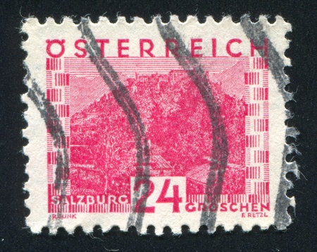 AUSTRIA - CIRCA 1929: stamp printed by Austria, shows Salzburg, circa 1929のeditorial素材
