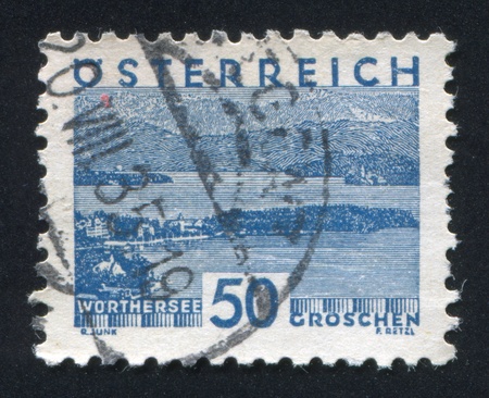 AUSTRIA - CIRCA 1930: stamp printed by Austria, shows Worthersee, circa 1930のeditorial素材