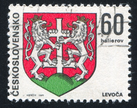 CZECHOSLOVAKIA - CIRCA 1971: stamp printed by Czechoslovakia, shows arms of Levoca, circa 1971のeditorial素材