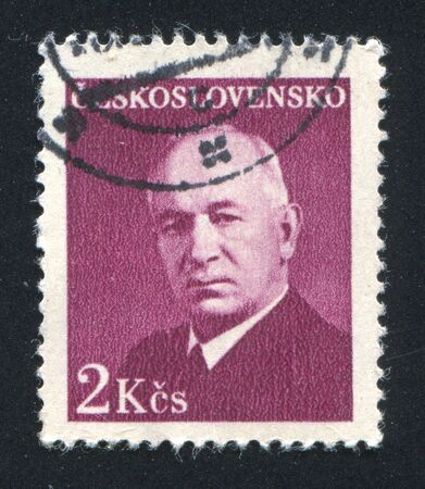 CZECHOSLOVAKIA - CIRCA 1948: stamp printed by Czechoslovakia, shows Benes, circa 1948のeditorial素材