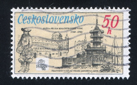 CZECHOSLOVAKIA - CIRCA 1988: stamp printed by Czechoslovakia, shows Postal Museum, circa 1988のeditorial素材