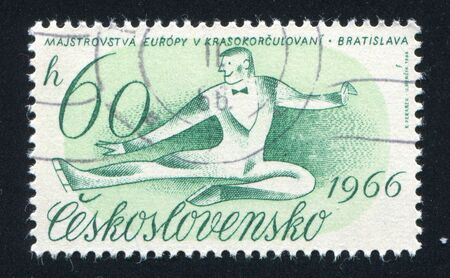 CZECHOSLOVAKIA - CIRCA 1966: stamp printed by Czechoslovakia, shows Man skater, circa 1966のeditorial素材