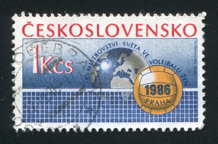 CZECHOSLOVAKIA - CIRCA 1986: stamp printed by Czechoslovakia, shows Volleyball, circa 1986のeditorial素材