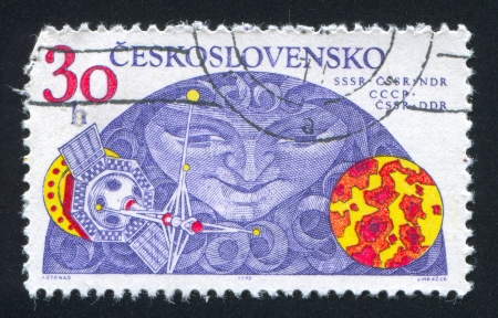 CZECHOSLOVAKIA - CIRCA 1975: stamp printed by Czechoslovakia, shows Study of shortwave solar radiation, circa 1975のeditorial素材