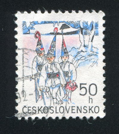 CZECHOSLOVAKIA - CIRCA 1991: stamp printed by Czechoslovakia, shows Christmas, circa 1991のeditorial素材