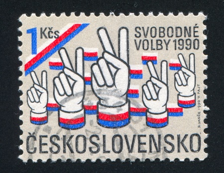 CZECHOSLOVAKIA - CIRCA 1990: stamp printed by Czechoslovakia, shows Free elections, circa 1990のeditorial素材