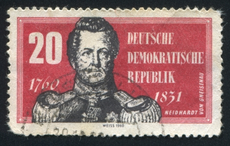 GERMANY - CIRCA 1960: stamp printed by Germany, shows Neidhardt von Gneisenau, circa 1960のeditorial素材
