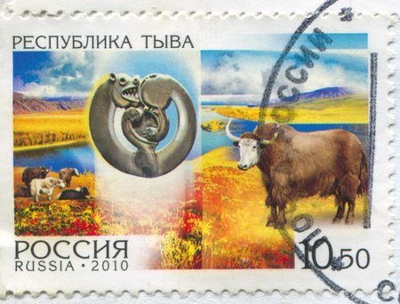 RUSSIA - CIRCA 2010: stamp printed by Russia, shows Republic of Tuva, circa 2010のeditorial素材