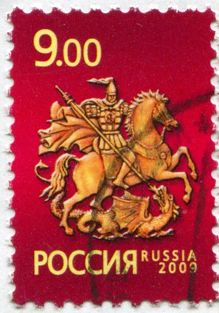 RUSSIA - CIRCA 2009: stamp printed by Russia, shows Saint George, circa 2009のeditorial素材