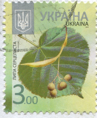 UKRAINE - CIRCA 2012: stamp printed by Ukraine, shows Linden, circa 2012のeditorial素材