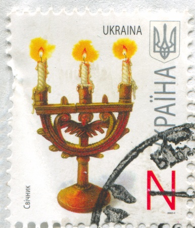 UKRAINE - CIRCA 2007: stamp printed by Ukraine, shows Candelabrum, circa 2007のeditorial素材