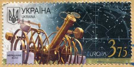 UKRAINE - CIRCA 2009: stamp printed by Ukraine, shows Meridian ring, circa 2009のeditorial素材