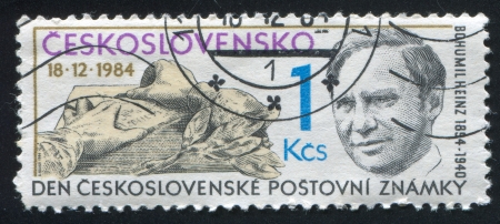 CZECHOSLOVAKIA - CIRCA 1984: stamp printed by Czechoslovakia, shows Engraver Bohumil Heinz, circa 1984のeditorial素材