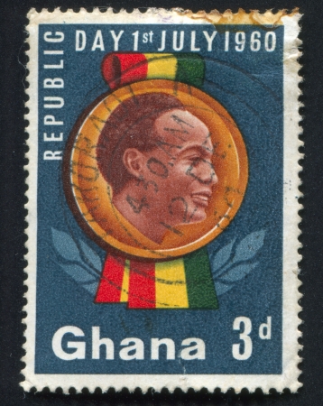 GHANA - CIRCA 1960: stamp printed by Ghana, shows Kwame Nkrumah, circa 1960のeditorial素材