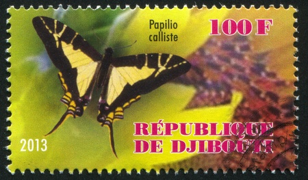 DJIBOUTI - CIRCA 2013: stamp printed by Djibouti, shows butterfly, circa 2013のeditorial素材