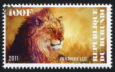 BURUNDI - CIRCA 2011: stamp printed by Burundi, shows Lion, circa 2011のeditorial素材