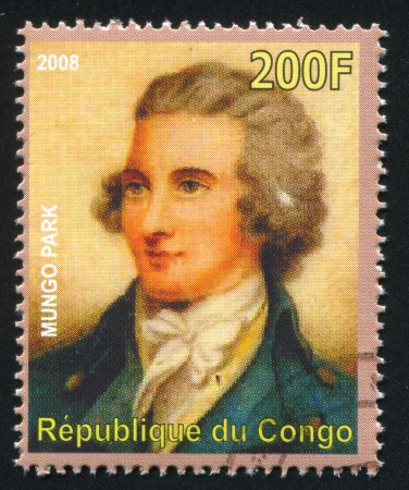 CONGO - CIRCA 2008: stamp printed by Congo, shows Mungo Park, circa 2008のeditorial素材