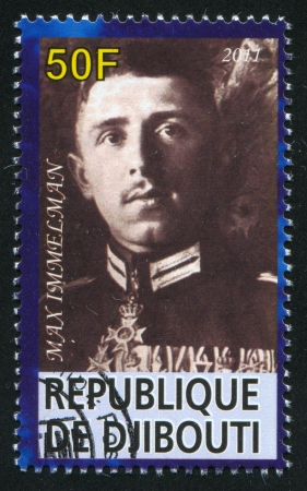 DJIBOUTI - CIRCA 2011: stamp printed by Djibouti, shows Max Immelman, circa 2011のeditorial素材