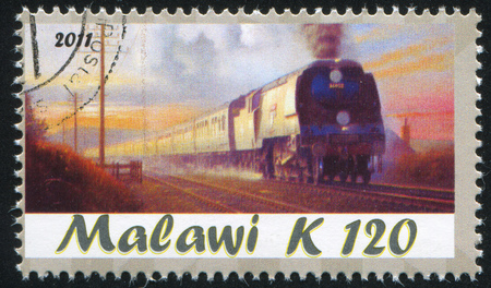 MALAWI - CIRCA 2011: stamp printed by Malawi, shows locomotive, circa 2011のeditorial素材