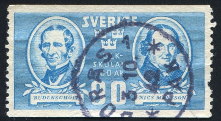 SWEDEN - CIRCA 1942: stamp printed by Sweden, shows Torsten Rudenschold and Nils Mansson, circa 1942のeditorial素材
