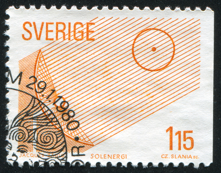 SWEDEN - CIRCA 1980: stamp printed by Sweden, shows Solar energy, circa 1980のeditorial素材