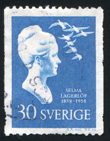 SWEDEN - CIRCA 1958: stamp printed by Sweden, shows Selma Lagerlof, circa 1958のeditorial素材
