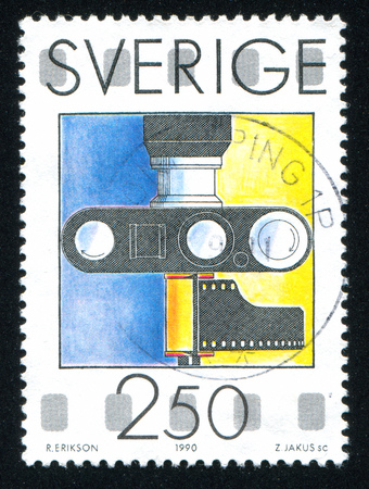 SWEDEN - CIRCA 1990: stamp printed by Sweden, shows Camera, circa 1990のeditorial素材