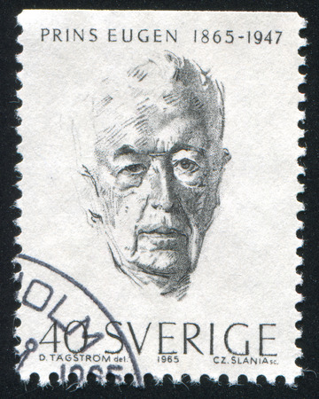 SWEDEN - CIRCA 1965: stamp printed by Sweden, shows Prince Eugen, circa 1965のeditorial素材