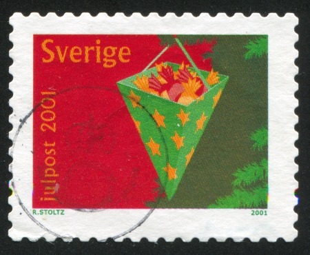 SWEDEN - CIRCA 2001: stamp printed by Sweden, shows Cone as christmas tree ornament, circa 2001のeditorial素材