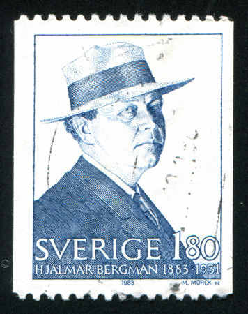 SWEDEN - CIRCA 1983: stamp printed by Sweden, shows Hjalmar Bergman, circa 1983のeditorial素材