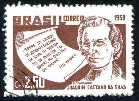 BRAZIL - CIRCA 1958: stamp printed by Brazil, shows  Joaquim Caetano da Silva, circa 1958のeditorial素材