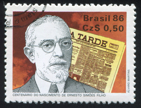 BRAZIL - CIRCA 1986: stamp printed by Brazil, shows  Ernesto Simoes Filho, circa 1986のeditorial素材